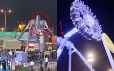 Səudiyyə Ərəbistanında attraksion ikiyə bölündü, 23 yaralı - Video