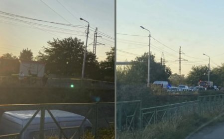 Lilo yolunda mikroavtobus kanala düşüb