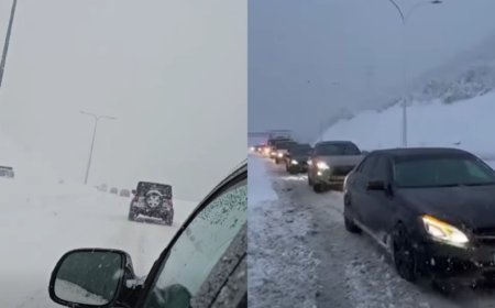 Rikoti magistralında kilometrlərlə tıxac yaranıb