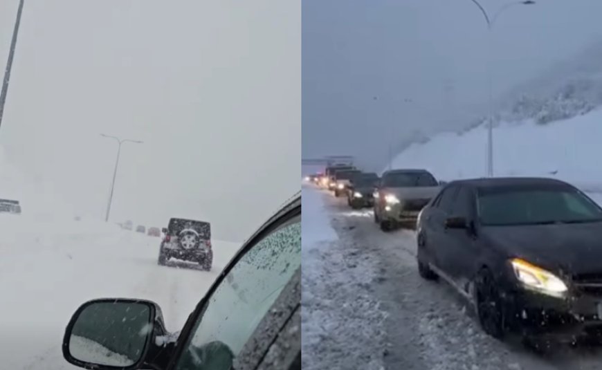 Rikoti magistralında kilometrlərlə tıxac yaranıb