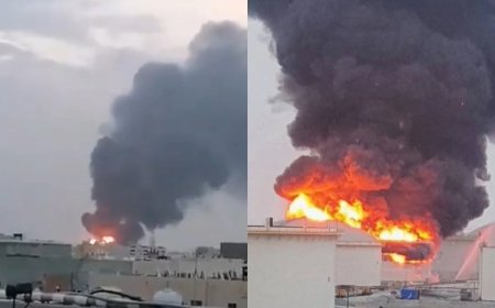 İran Bəhreyndə neft şirkətinin yanacaq rezervuarını vurdu - VİDEO
