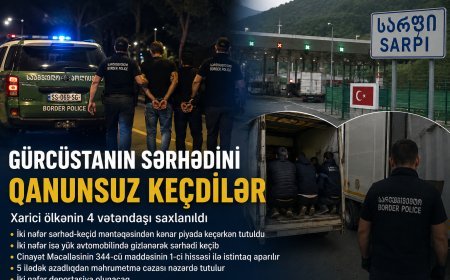 Gürcüstan sərhədini qanunsuz keçən 4 xarici vətəndaş saxlanıldı