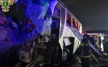 Gürcüstandan Moskvaya gedən avtobus qəzaya uğradı