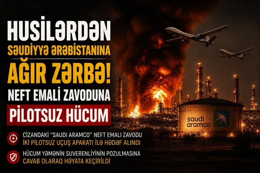 Husilər Səudiyyə Ərəbistanının Cizan şəhərində neft emalı zavoduna zərbə endirib