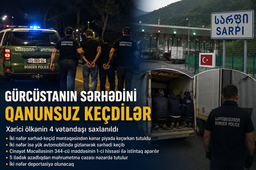 Gürcüstan sərhədini qanunsuz keçən 4 xarici vətəndaş saxlanıldı