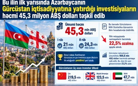 Azərbaycan I yarımildə Gürcüstana 45,3 mln. dollar investisiya yatırıb