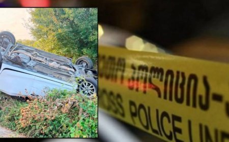 Qombori yolunda qəza: "Toyota Prius" sürüşərək aşdı