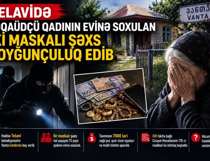 Tək yaşayan 75 yaşlı qadını bağlayaraq 7 min lari və qızıllarını apardılar