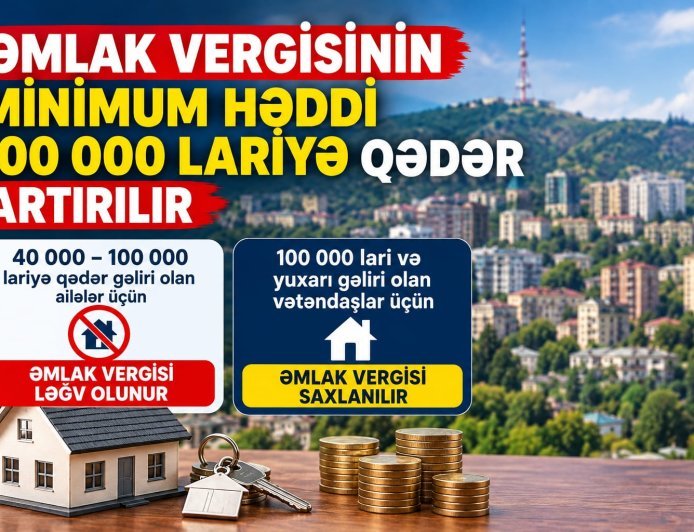 Vətəndaşlar əmlak vergisini yalnız illik gəliri 100 000 laridən çox olan halda ödəyəcəklər