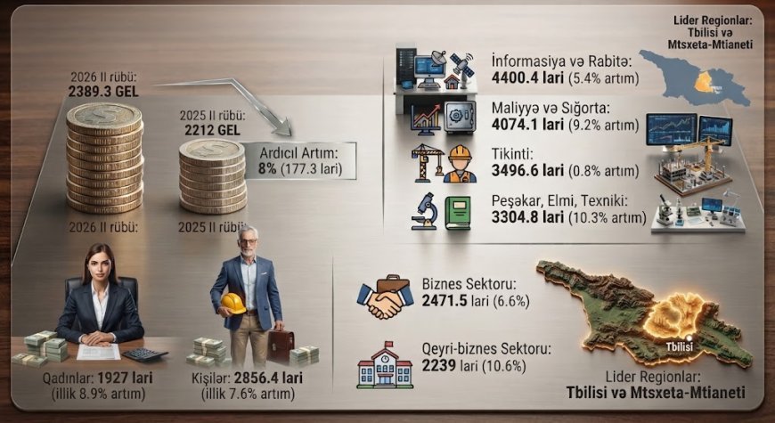Gürcüstanda orta aylıq əməkhaqqı artıb: 2026-cı ilin II rübünün rəsmi rəqəmləri açıqlandı