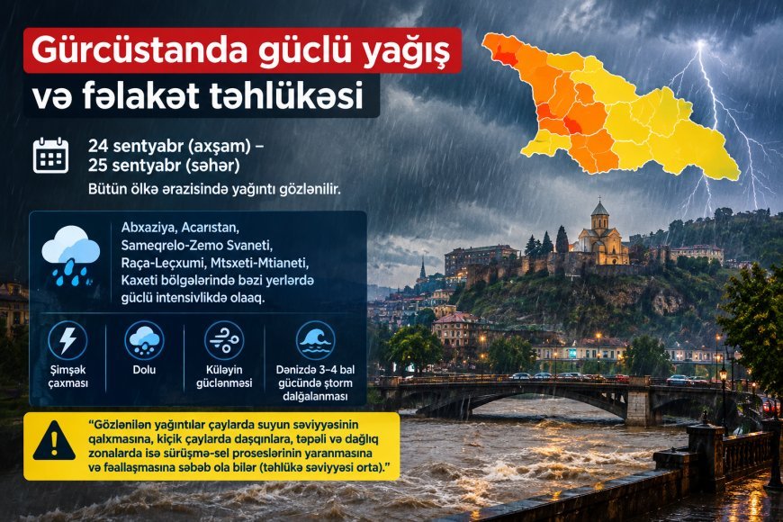 Gürcüstanda güclü yağış, dolu və dənizdə 3-4 bal gücündə ştorm gözlənilir