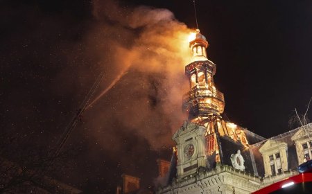 Fransada iğtişaşlar zamanı tarixi meriya binası yandırıldı - Video