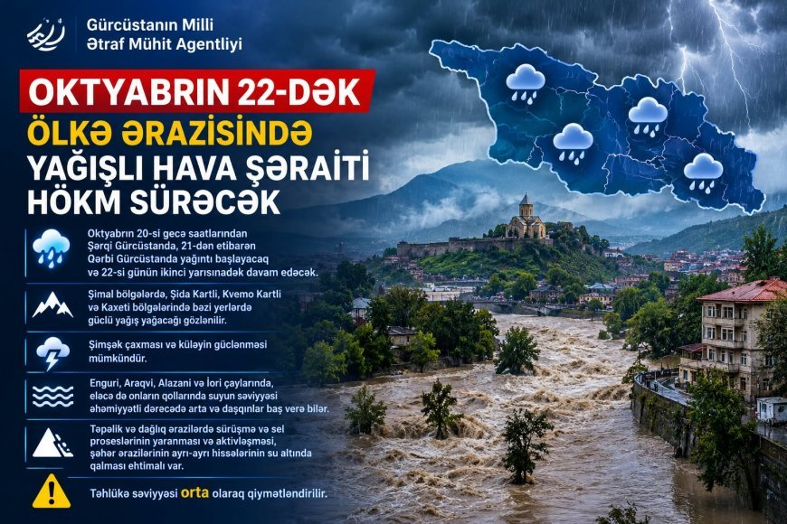 Gürcüstanda oktyabrın 22-dək yağışlı hava gözlənilir